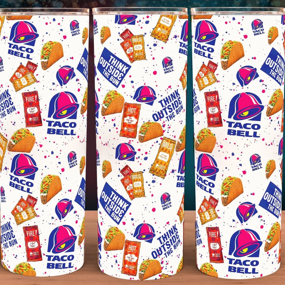Taco Bell Fire Sauce and Mild Sauce Packets Cup Mug Tumbler